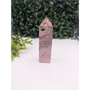 Pink High quality Peruvian Rhodonite tower tourmaline inclusions witchy fairy